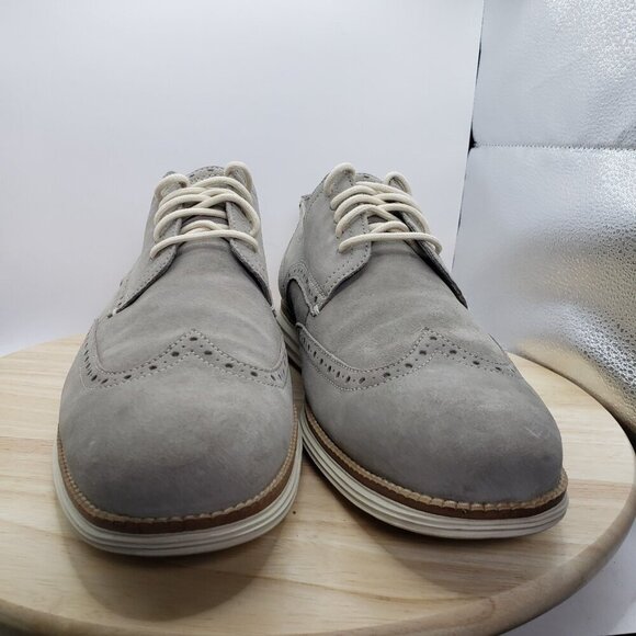 Cole Haan Original Grand Wingtip Oxford Shoes Gray Suede/Ivory Size 13 M C31447 - Picture 2 of 7